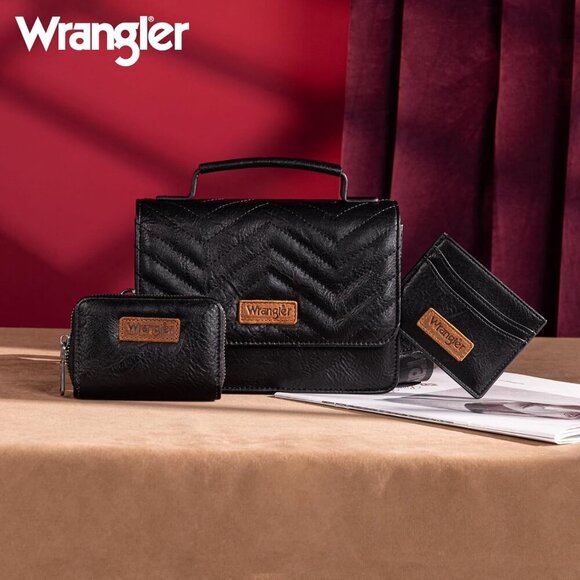 Wrangler Mini Crossbody Purses for Women 3 in 1 Quilted Small Top Handle Bag Set - Picture 3 of 8